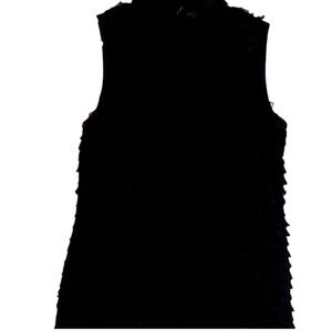 Vintage 90s Black Ruffle Mockneck Top L EUC